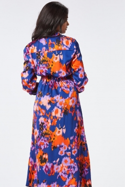 Lisa Long Satin Dress in Blue