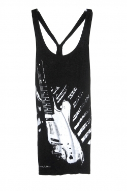 X-Vest Top Guitar Print on Black