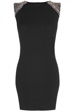 Embellished Shoulder Stretch dress black