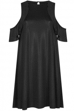 Cold-Shoulder A-Line dress black