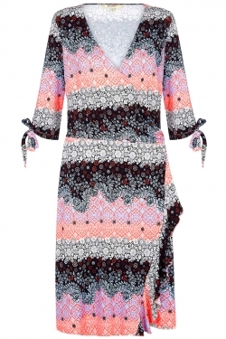 French Lace Print Jersey Wrap-dress multi