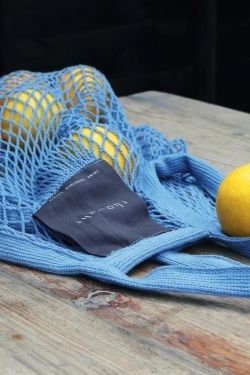 Organic Cotton String Bag Chambray Blue