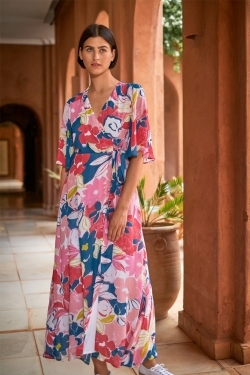 Chloe Pink Asilah Floral Wrap Maxi Dress