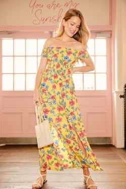 Bardot Yellow Floral Maxi Dress