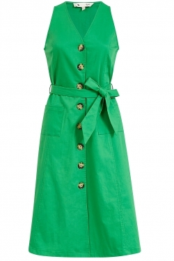 Green Button Front Cotton Dress
