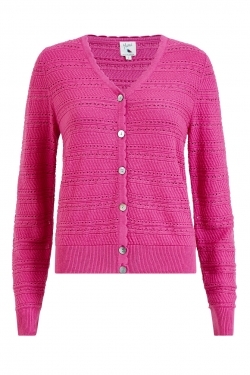 Pointelle Spring Knitted Cardigan in Pink