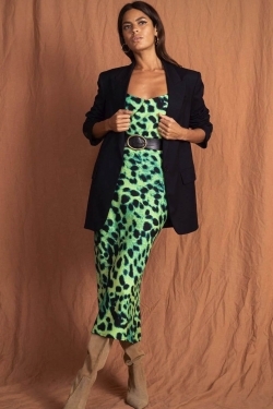 Sienna Midmaxi Dress in Lime Leopard