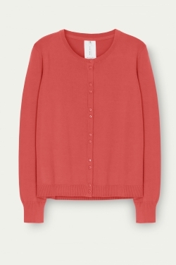 Pollie Organic Cotton Cardigan in Persimmon Red