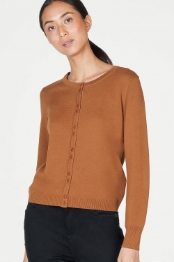 Pollie Organic Cotton Cardigan in Toffee Brown