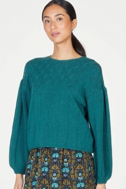 Bennedetta Organic Cotton Blend Pointelle Sweater in Malachite Green