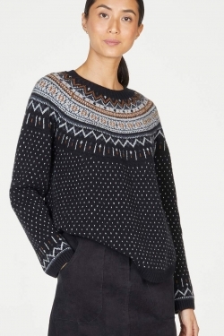 Lexxie Organic Cotton Blend Fairisle Sweater in Black