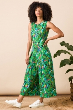 Simone Tropical Jungle Cotton Jumpsuit