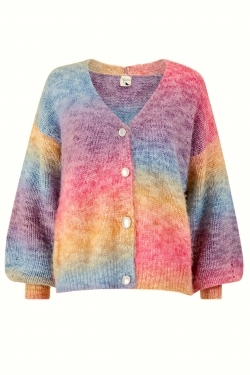 Rainbow Fluffy Knitted Cardigan