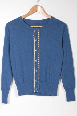 Organic Cotton Cardigan in Federal Blue with Golden Haze