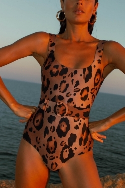 Kiara Belted Swimsuit in Leopard ECONYL® Vita