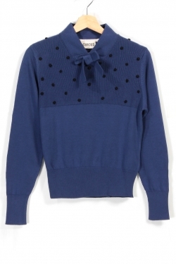 Bow and Dot Organic Cotton Knitted Cropped Sweater