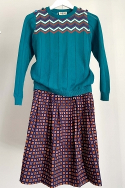 Anita Stargazing Print BCI Cotton Skirt in Blue Depths