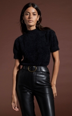 Millie Cropped Knit Top in Black