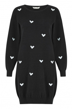 Embroidery Hearts Knitted Sweater-Dress