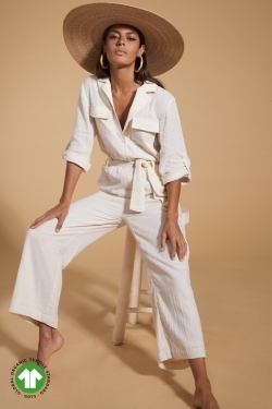 Amalfi GOTS Organic Cotton Jumpsuit in Cream