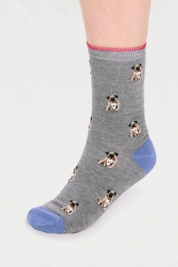 Kenna French Bulldog Bamboo Socks in Grey