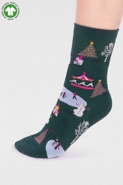 Gloria GOTS Organic Cotton Christmas Socks in Green