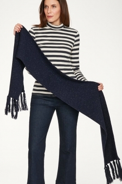 Merrick Recycled Wool & Lambswool Scarf in Midnight Navy