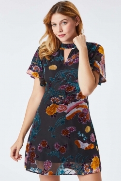 Fily Velvet Detail Mini Dress